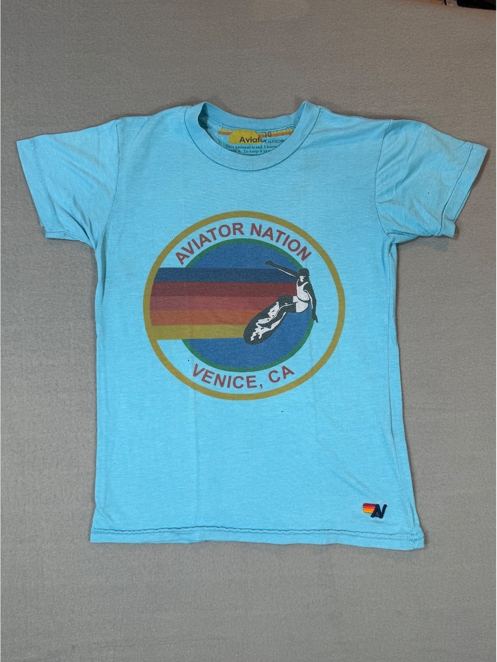 Aviator Nation Venices, CA Light Blue Graphic T-Shirt Size 10